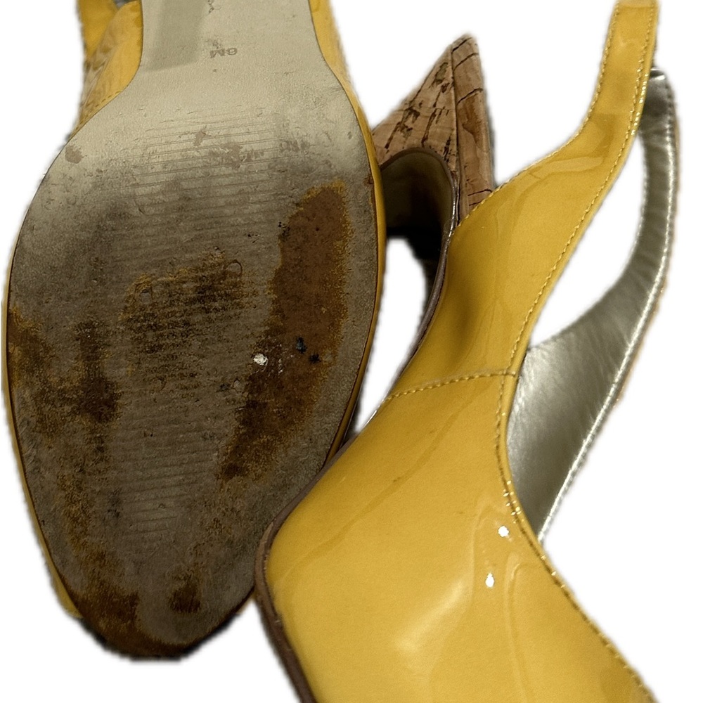 SEXY Guess Yellow Stiletto Heels Peep Toe - Picture 7 of 9